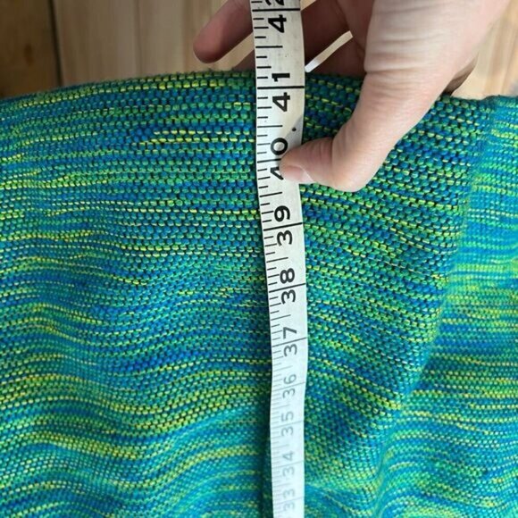 Vintage Handmade M / L Green Turquoise Bleu Long Thick 60s 70s Retro Maxi Skirt - Picture 8 of 15